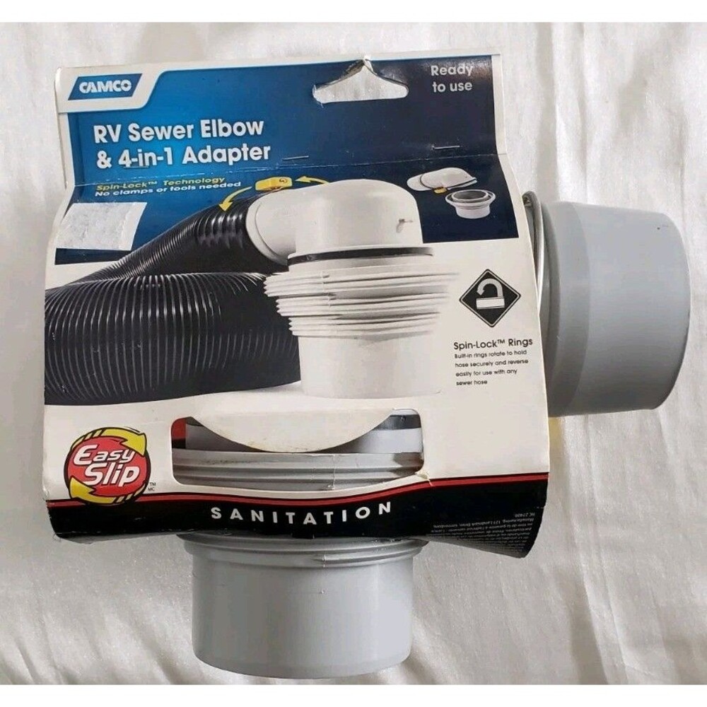 Easy Slip Elbow Fitting and 4-in-1 Adapter for RV Sewer Hose Brand New & Sealed